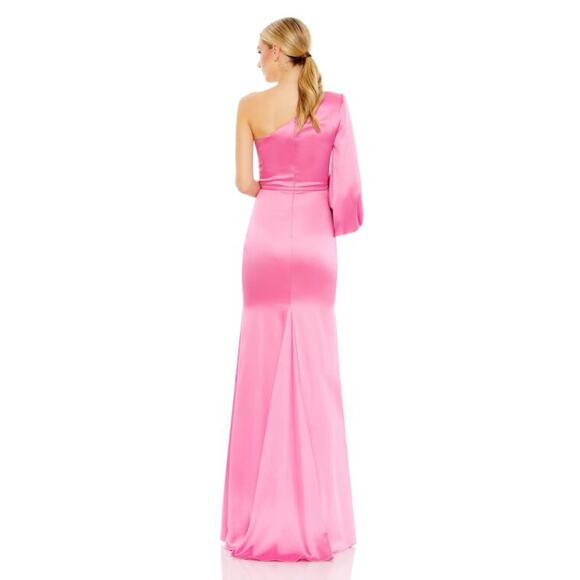 Mac Duggal Satin One Puff Sleeve Candy Pink Gown – Size 2 NWT! - Picture 2 of 8